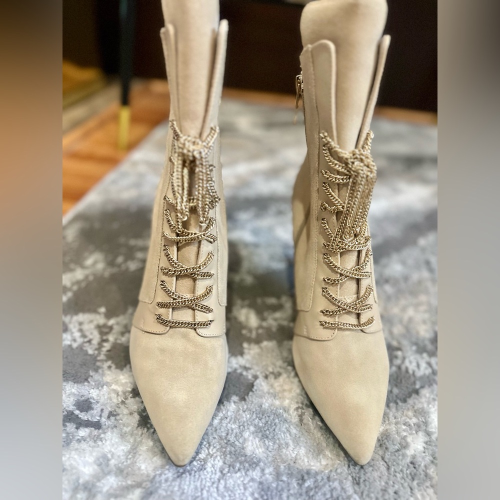 Cecelia New York Elegant Beige Lace-Up Women's Boots